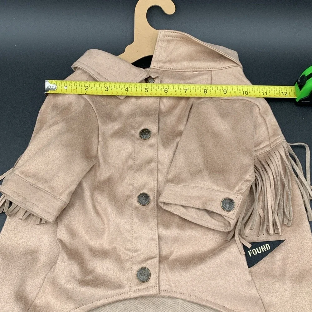Found My Animal Tan Faux Suede Fringe Dog Jacket Size Large‎ F-PFRINGE-L